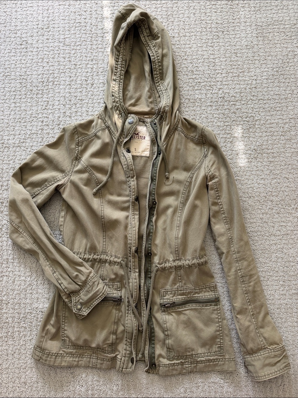 Hollister Olive Green Hooded Utility Jacket